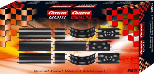 Carrera 61601 Set de Extensión 2 Paquete de Piezas de Expansión Adicionales Compatible con GO Escala 1:43 Batería y Pistas de Carreras de Coches