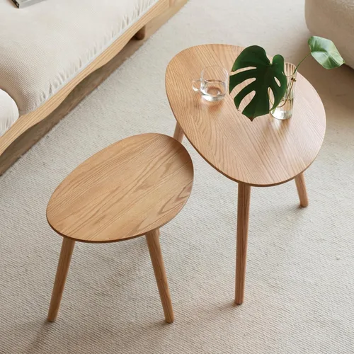 Miniatura 6 de Small Oval Coffee Table, Mid Century Modern Coffee Table for Living Room, 100% Solid Oak Wood Side Table End Tables for Home
