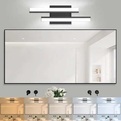 Lámparas de Baño: 18 Pulgadas Moderna Lámpara de Tocador de Baño Certificada ETL con 5CCT Luces de Pared Opcionales Sobre Espejo 20W, Barra de Luz