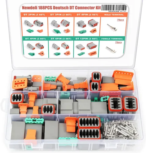 Miniatura 14 de Newdeli Deutsch - Kit de conectores de 12 pines, impermeable, conector eléctrico de 16 AWG macho y hembra, conectores de cable automotriz