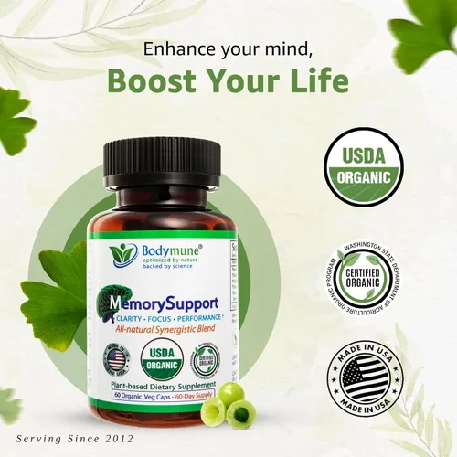 Miniatura 2 de Bodymune MemorySupport - Fórmula de salud cerebral Apoya la claridad mental, recuperación y concentración* Mezcla nootrópica orgánica USDA