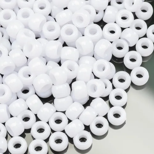 Gxueshan 1000 cuentas acrílicas blancas de poni de 0.236 x 0.315 pulgadas a granel para pulseras de amistad, collares, joyería, aretes, trenzado de