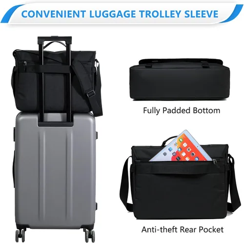 Miniatura 7 de VASCHY Bolsa de mensajero para hombre, bolso cruzado de moda para laptop, bolsa lateral para hombres y mujeres para el trabajo, negocios