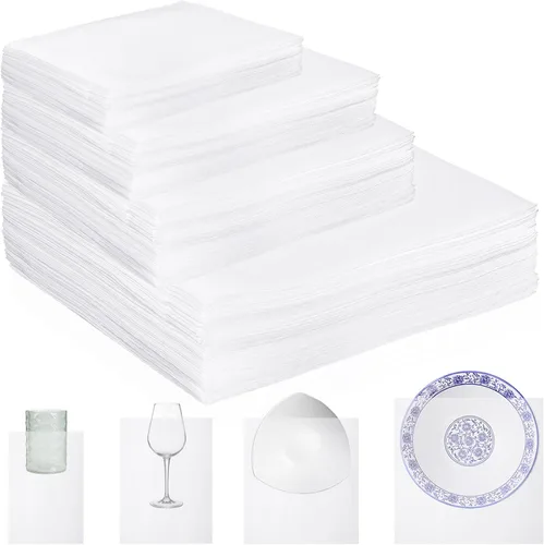 Miniatura 8 de Paquete de 200 bolsas de espuma de cojín de 4 tamaños para embalaje, suministros de mudanza, bolsas de espuma acolchada con etiquetas frágiles