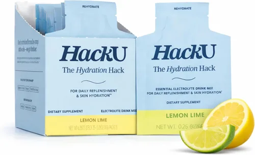 Miniatura 14 de HackU Hydration Hack - Paquetes de hidratación de electrolitos y piel – Mezcla de bebida sin azúcar, sin hinchazón con magnesio, ácido hialurónico