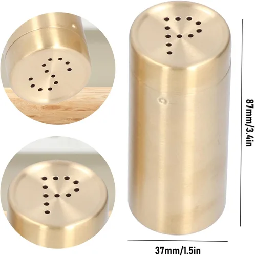 Miniatura 2 de 2 saleros y pimenteros dorados, salero y pimentero dorado, cocteleros de especias de acero inoxidable, frasco de condimentos con tapa, ideal