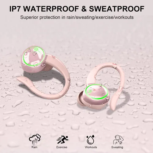 Miniatura 5 de Auriculares inalámbricos Matast, auriculares Bluetooth deportivos, auriculares con gancho para el oído IP7 impermeables con entrenamiento
