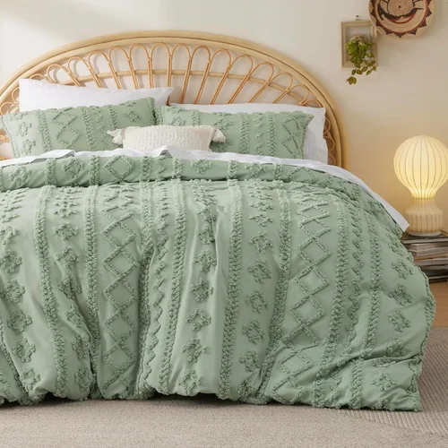 Miniatura 20 de Bedsure Funda de edredón bohemia, tamaño Queen, suave y cómoda, diseño elegante, ropa de cama bohemia para decoración, lavable a máquina, para todas