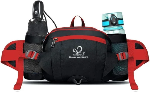 Miniatura 15 de Waterfly - Riñonera Fanny Pack: Bolso Fanny con 2 soportes para botellas de agua, cinturón lumbar, para senderismo, caminatas, correr, trotar