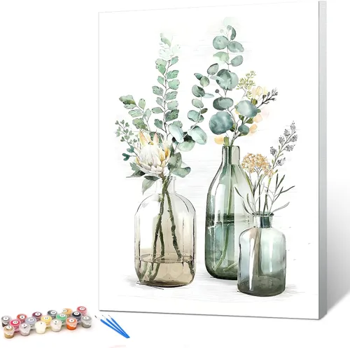 Miniatura 7 de Ginkko Kit de Pintura por Números para Adultos, Lienzo enmarcado de 12x16 pulgadas de Playa, Pinturas acrílicas no tóxicas y pinceles, Regalo