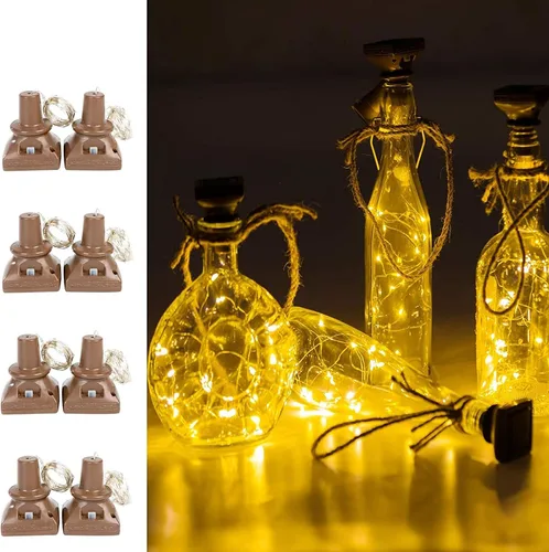 Luces solares para botellas de vino al aire libre, 20 luces LED de corcho para botellas de vino, impermeables, luces solares para bodas, fiestas,