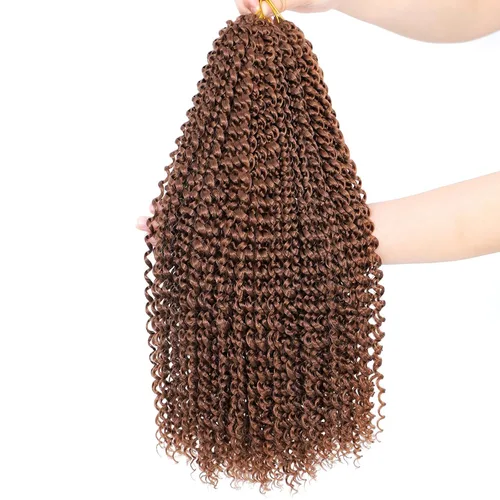 Miniatura 30 de Dansama - 7 paquetes de extensiones de cabello trenzado ondulado Passion Twist, extensiones de cabello de trenzas con ganchillo estilo mariposa, #1B