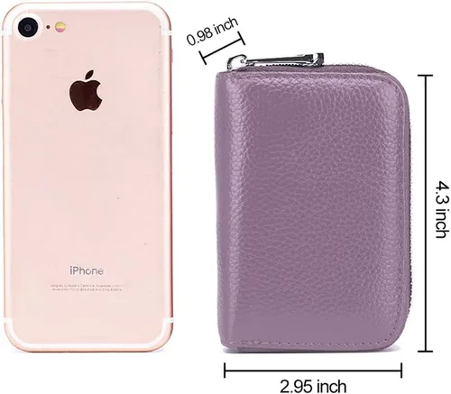 Miniatura 5 de EASTNIGHTS Cartera de cuero genuino para tarjetas de crédito RFID con cremallera