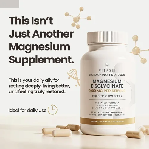 Miniatura 2 de Vitasei Bisglicinato de magnesio – Fórmula quelatada de alta absorción – 2000 mg por porción (288 mg de magnesio elemental) para relajación, sueño