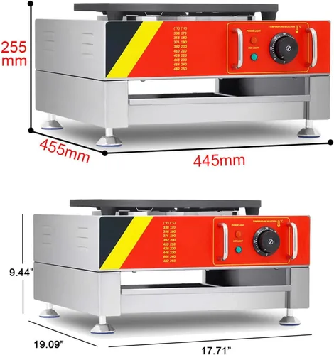 Miniatura 5 de Fabricante eléctrico de crepé, fabricante de panqueques grande de 16 pulgadas, plancha de crepé con esparcidor de madera, máquina eléctrica 110V