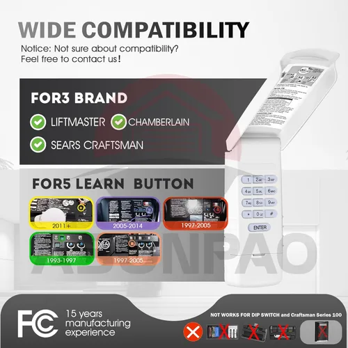 Miniatura 2 de ASONPAO para LiftMaster 877Max 877LM Teclado universal inalámbrico para abridor de puerta de garaje