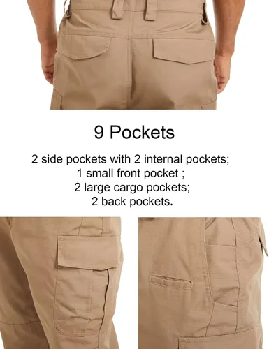 Miniatura 5 de MAGCOMSEN Pantalones tácticos para hombre con 9 bolsillos Ripstop repelente al agua pantalones cargo para el trabajo senderismo caza