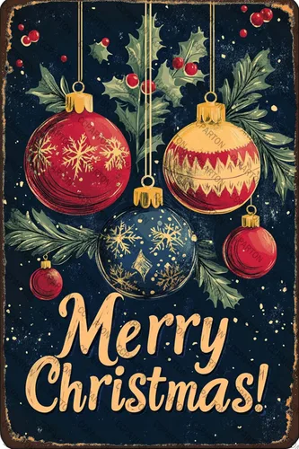 CCPARTON Carteles de Feliz Navidad Graciosos Cartel de Hoja de Estaño para Decoración del Hogar Interior Jardín Patio Exterior Porche 8x12 Pulgadas