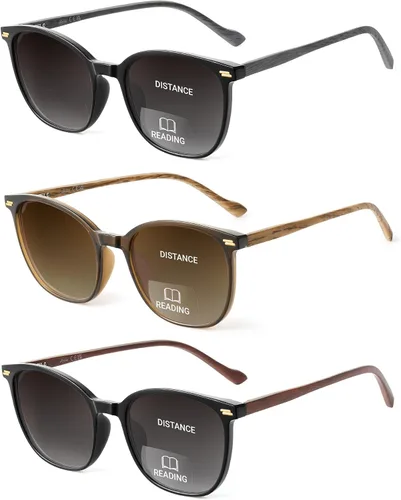 Miniatura 7 de LADEESSE Paquete de 3 lentes de sol de lectura para mujeres y hombres, lentes de sol UV400, lentes de sol con bisagra de resorte para exteriores, 100