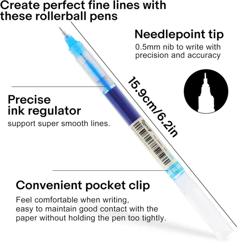 Miniatura 2 de Bolígrafos de Gel RIANCY con Tinta Líquida, Punta Extra Fina de 0.5mm, 24 Piezas de Colores Surtidos, Escritura Suave Sin Manchas Ni