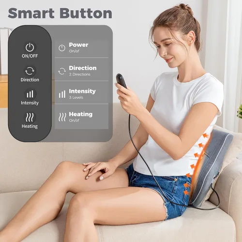 Miniatura 2 de Brelley Almohada Masajeadora Shiatsu para Cuello y Espalda con Calor, Masaje de Amasamiento de Tejido Profundo, Masajeadores Eléctricos con Cabeza