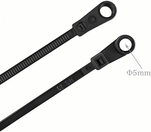 Miniatura 4 de HS Bridas de plástico con agujeros para tornillos (paquete de 100) 7.5 pulgadas, cabeza de montaje eléctrica, 50 libras, color negro UV
