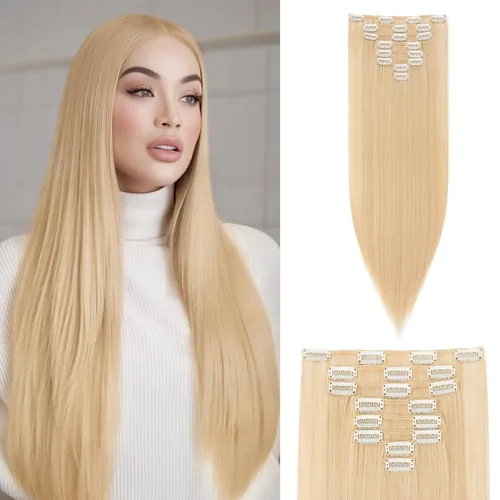 Miniatura 24 de S-noilite Extensiones de cabello sintético largo y lacio con clip de 23 a 26 pulgadas, 8 unidades, 18 clips, para mujeres, entrega de 2 a 5 días