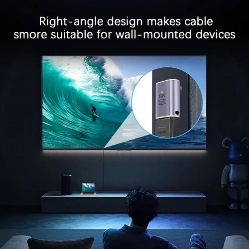 Miniatura 5 de Adaptador HDMI 8K de 90 grados, paquete de 2 adaptadores de ángulo recto HDMI 2.1 macho a hembra de 48 Gbps compatible con 8K @60Hz, 4K @120Hz, HDR