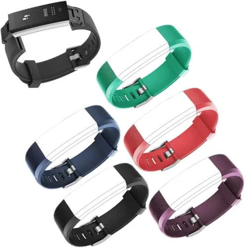 Miniatura 2 de Correas de repuesto para reloj, juego de 5 correas ajustables Id115plus HR para reloj inteligente de fitness (negro, rojo, azul, verde, morado)