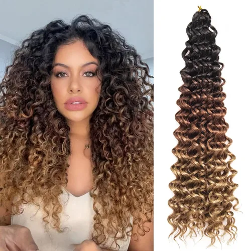 Miniatura 49 de 8 Paquetes de Cabello Rizado con Ganchillo GoGo, Cabello Rizado con Ganchillo para Mujeres Negras, Trenzado de Onda Profunda, Cabello Sintético