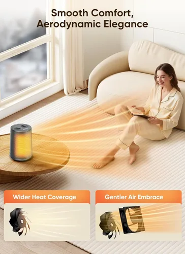 Miniatura 7 de GiveBest Calentador de espacio portátil – 1500 W, silencioso y energéticamente eficiente protección contra sobrecalentamiento y vuelco, tecnología