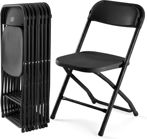 Miniatura 49 de DUMOS Paquete de 12 sillas plegables acolchadas de cuero, asiento comercial apilable portátil para interiores y exteriores con marco de acero, Caqui
