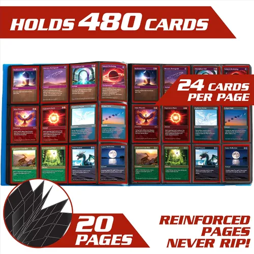 Miniatura 2 de Monster - Carpeta para tarjetas coleccionables de 12 bolsillos (4 x 3), álbum azul mate, páginas únicas de carga lateral antirrobo y protección