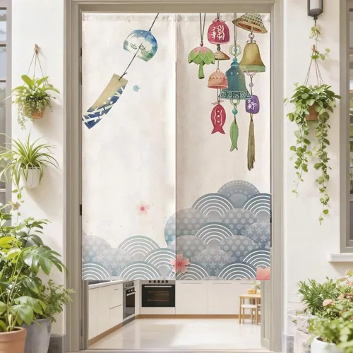 Miniatura 8 de MYRU Tapiz de cortina japonesa Noren para puerta (montaña de Fuji, 33.5 x 59 pulgadas)