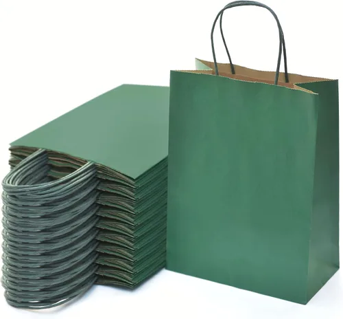 Miniatura 4 de Nexmint Bolsas de papel kraft de 8 x 10.5 pulgadas, bolsas de regalo con asa para cumpleaños, vacaciones, regalos, recuerdos de fiesta, venta al por