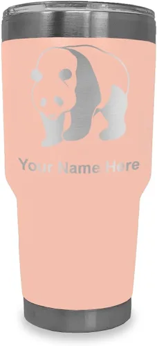 Miniatura 16 de LaserGram Vaso aislado al vacío de 20 onzas, oso panda, grabado personalizado incluido (negro)