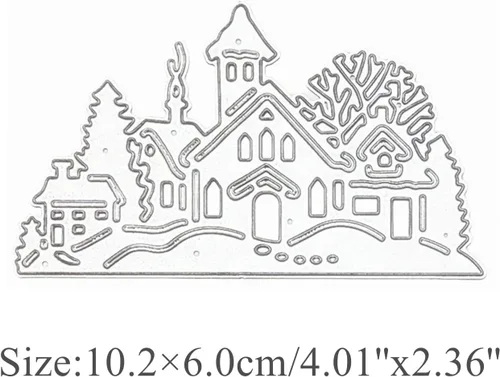 Miniatura 2 de Troqueles de metal con marco de castillo, plantillas de marco de Navidad de castillo de casa, tarjetas de manualidades, troqueles de corte