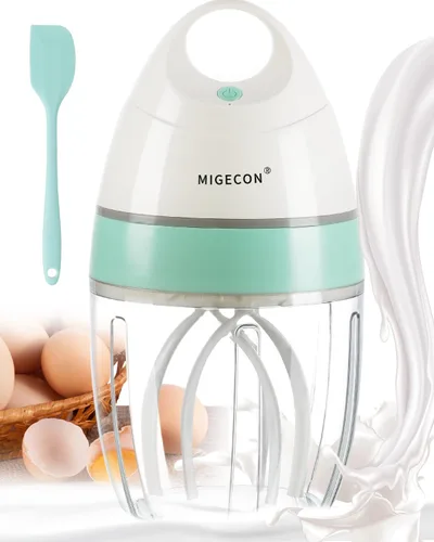 Miniatura 7 de MIGECON Batidora de pie, batidora eléctrica de alimentos de cocina pequeña, espumador de leche portátil, batidor mezclador doméstico recargable
