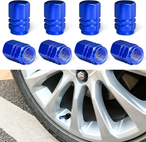 Miniatura 23 de Ziciner 12 tapas de vástago de válvula de neumático de automóvil, cubiertas de válvula de rueda de aleación de aluminio con junta tórica de goma