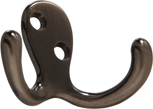 Hardware Essentials 852293 Ganchos dobles para ropa, peltre, paquete de 2