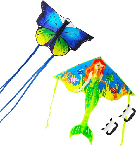 Miniatura 9 de Cometa de mariposa de 53 pulgadas con líneas voladoras fácil de volar para niños y adultos