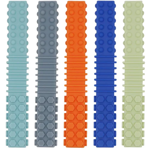 Juguetes masticables sensoriales para niños autistas, paquete de 5 tubos masticables de silicona para dentición para autismo, TDAH, TEP, masticables