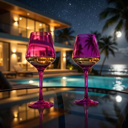 Miniatura 8 de Copas de vino de color rosa intenso irrompibles, flotantes para piscina, juego de 2 unidades, vasos Tritan, color magenta irrompible y rosa rubor