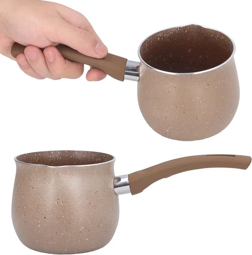 Miniatura 5 de Sartén pequeña con tapa, olla antiadherente de 1.5 cuartos de galón, calentador de mantequilla de un solo mango y olla de café, compatible