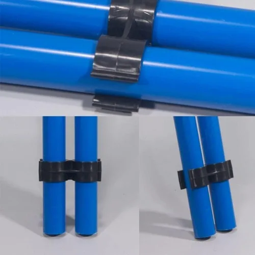 Miniatura 3 de Abrazadera de tubo doble SCRTB 10 piezas conexión de abrazadera de tubería, conector de poste de estante, abrazaderas de tubo de doble puerto