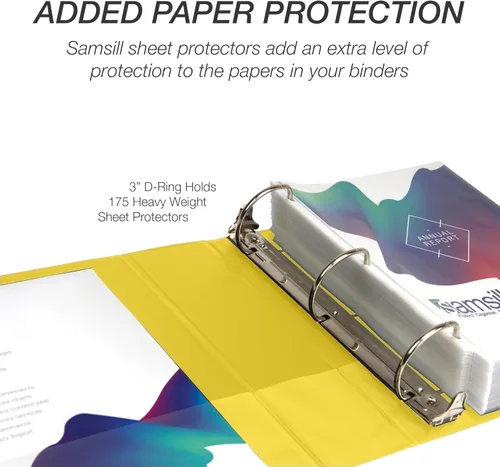 Miniatura 397 de Samsill - Carpeta duradera de 5 pulgadas, fabricada en los Estados Unidos, con anillos en D, transparente y personalizable, color blanco