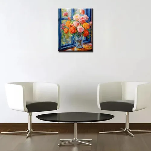 Miniatura 3 de Tucocoo Kit de pintura de rosas por números con pinceles y pigmento acrílico sobre lienzo para adultos, hermoso proyecto de manualidades florales