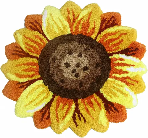 UKELER Alfombras de girasol para baño, 3 pies, cómodas, suaves, antideslizantes, decorativas, florales, para cocina, color amarillo Girasol a