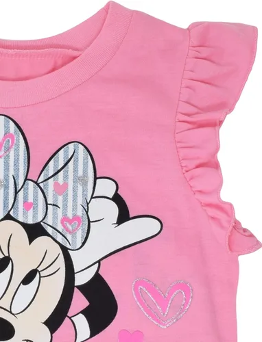 Miniatura 63 de Disney Minnie Mouse - Conjunto de camiseta floral arcoíris y pantalones cortos de cambray, tallas de bebé a niño grande (12 meses - 14-16)
