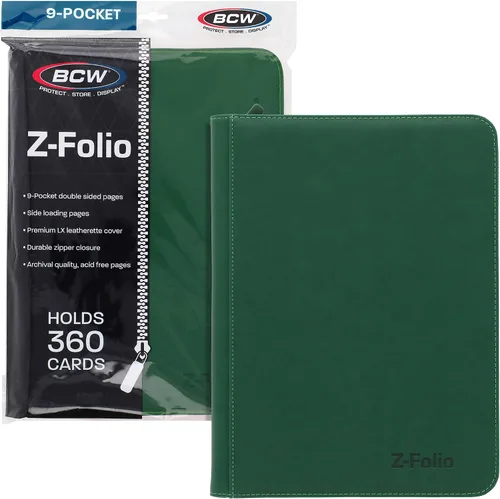 Miniatura 10 de BCW Z-Folio - Álbum LX de 9 bolsillos - Azul Organizador de tarjetas con cremallera segura Carpeta de colección de tarjetas de cuero sintético